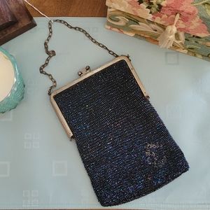Vintage Blue Beaded Purse